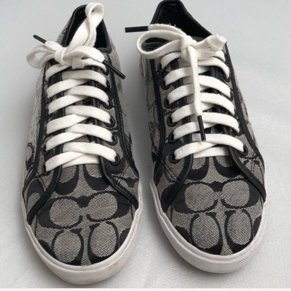 Coach Kameron black and off white signature C logo canvas sneakers - Picture 1 of 5
